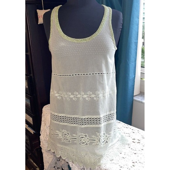 Free People Tops - Free People Women's Size S Light Green Tank Top Lace Crochet
